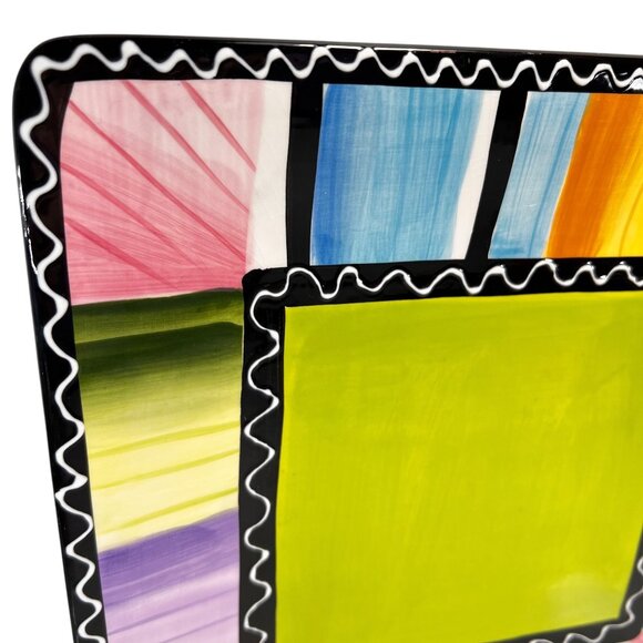 Certified International Nancy Green Square Platter Colorful Serape Plate 11" - Picture 2 of 8